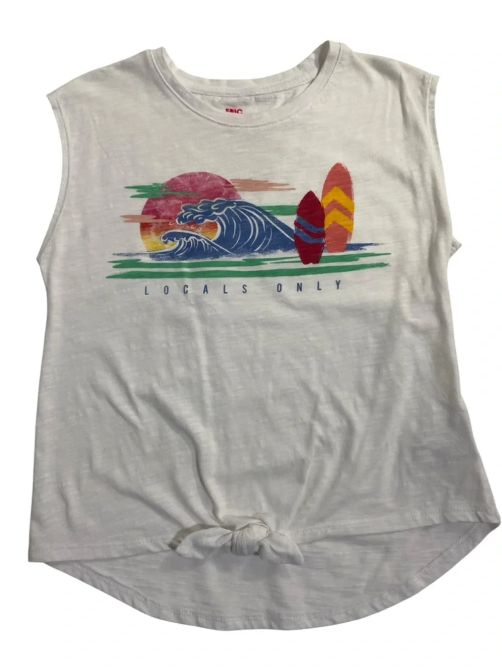 Epic Threads Cream Surf Graphic Tie-Hem Tee with Multicolor Boards